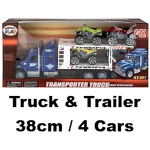 Truck & Trailer Playset with 4 Cars